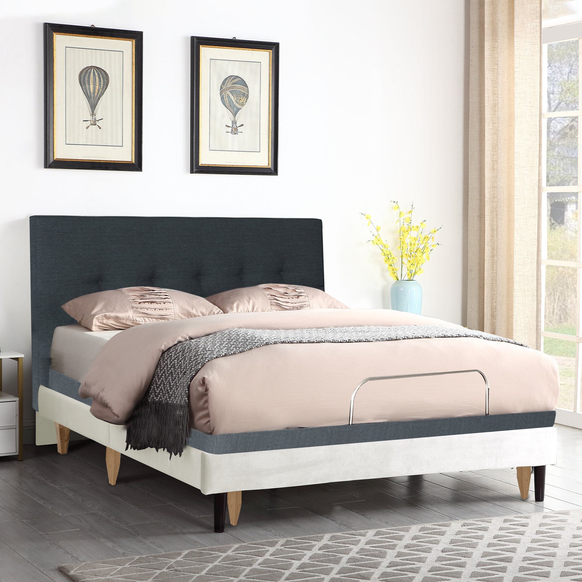 Adjustable bed base with headboard discount